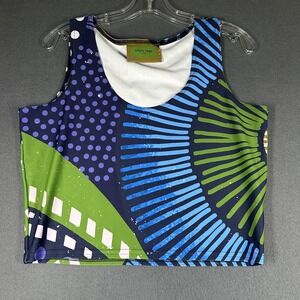 Loony Legs Cropped Tank Top Womens XL Multicolor Geometric Athletic Stretch